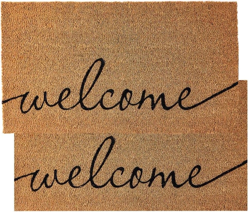 Kankun Coco Coir Door Mat with Heavy Duty Backing, Welcome Doormat (17" x 30"), Doormat Entrance (Welcome1-2Pack) - Image 1